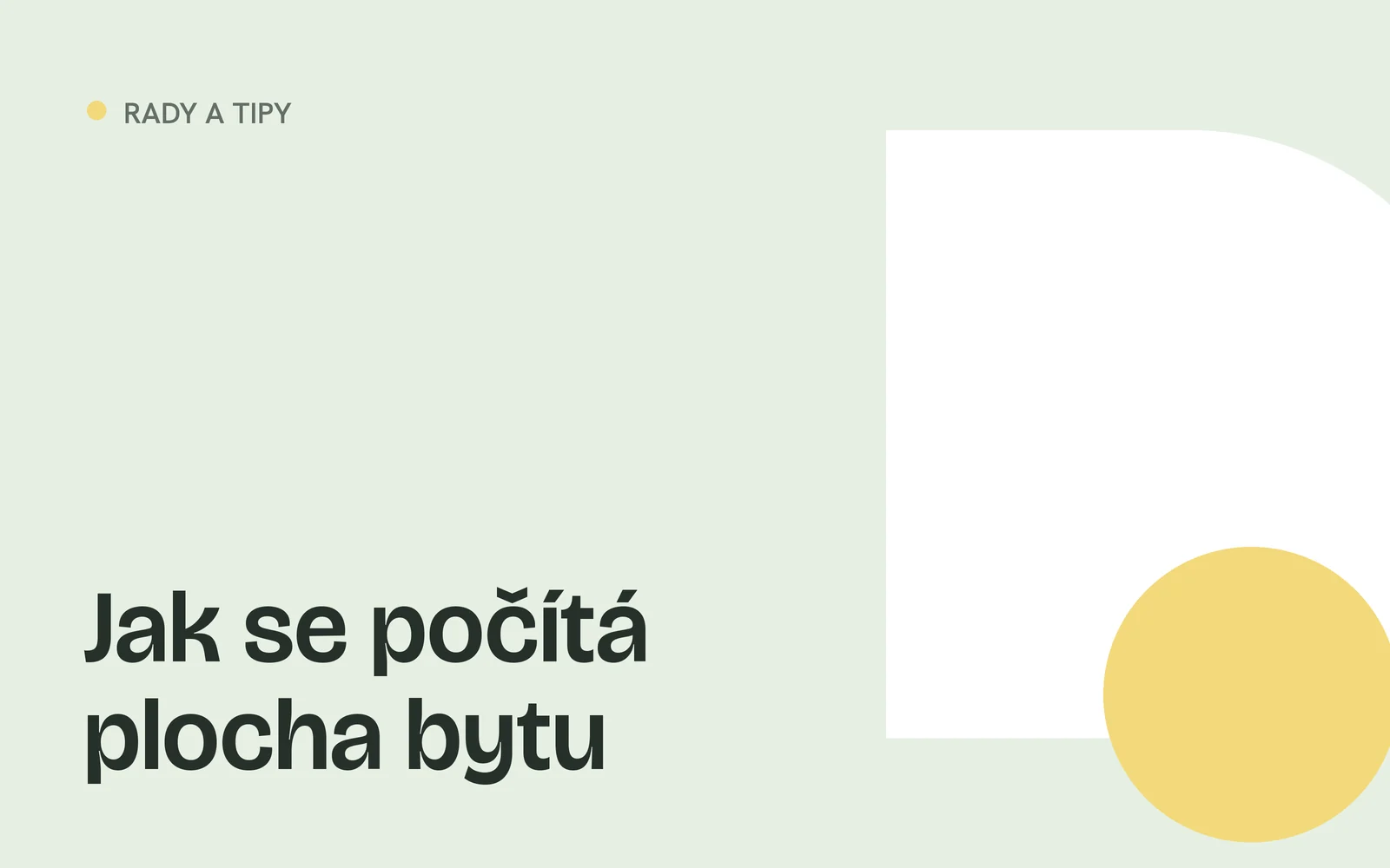 Náhled článku s nadpisem „Jak se počítá plocha bytu“ a geometrickými tvary v barvách webu